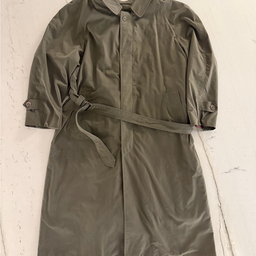 Christian Dior Le Connaisseur Trench Coat Vintage Olive Green Belted Size 42r